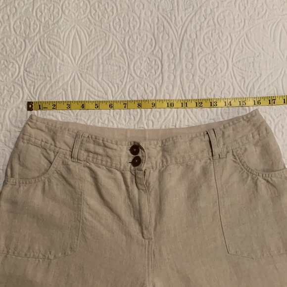 Linen Natural Rolled Hem Crops - Picture 12 of 14